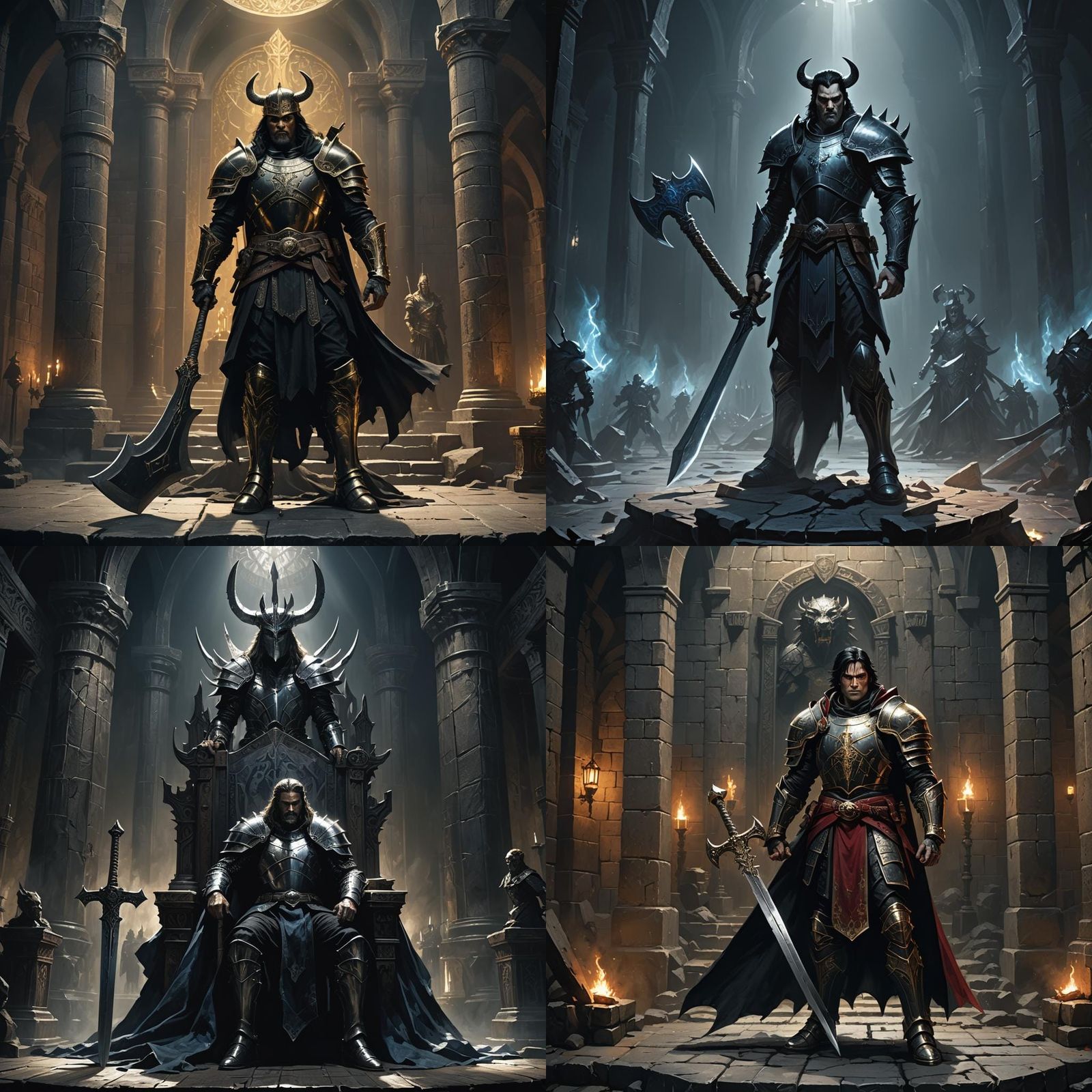 Armored Warrior with Axe in Throne Room