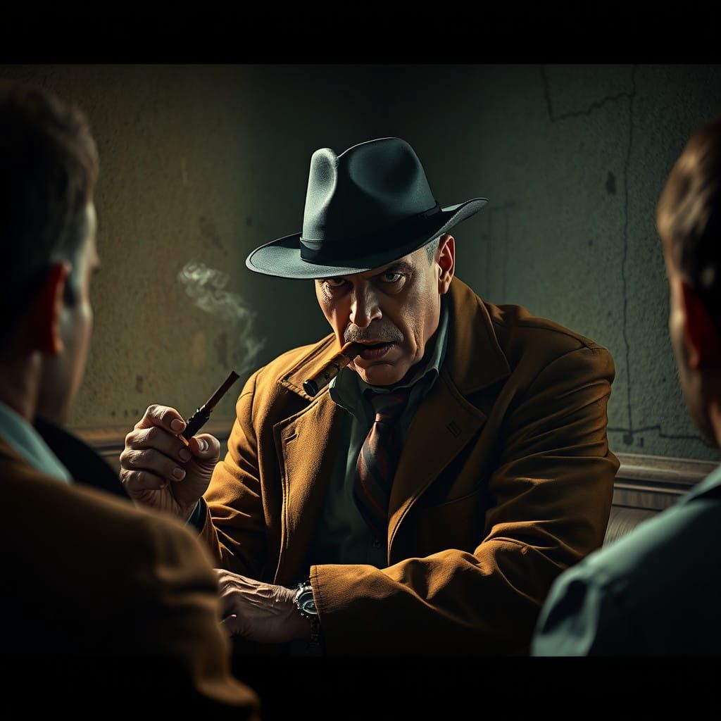 Cyberpunk Detective in Film Noir Style