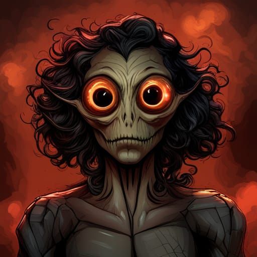 Gothic Horror Alien Eyeball in Dark Academia Style