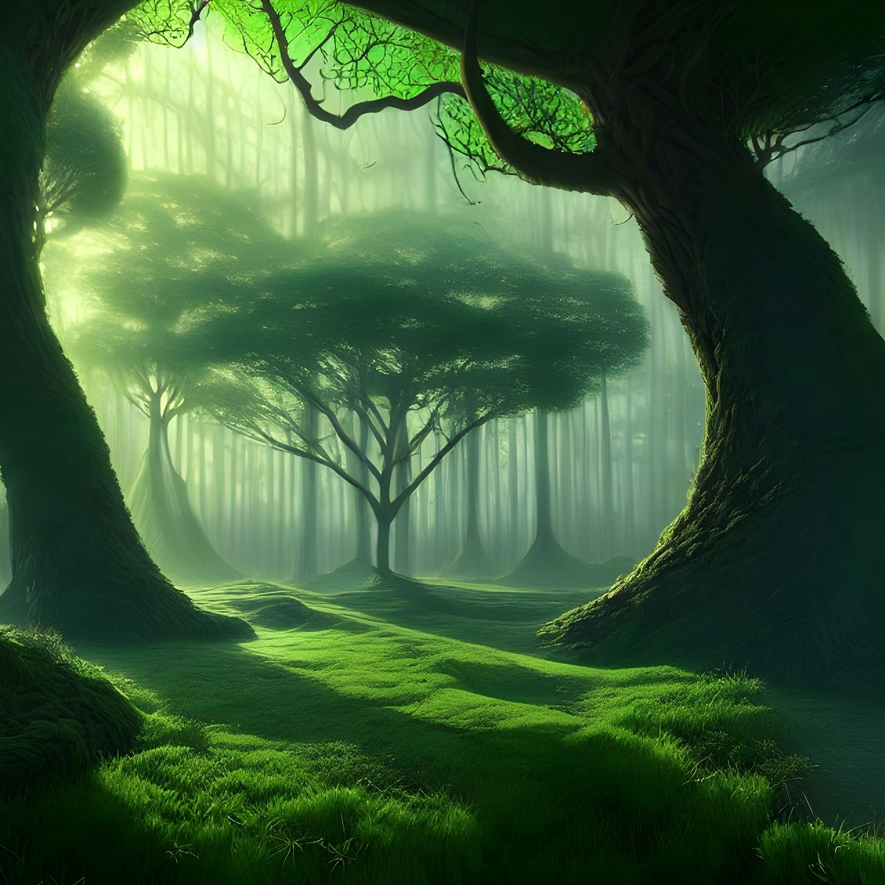 Surreal Forest Dreamscape in Digital Art Style