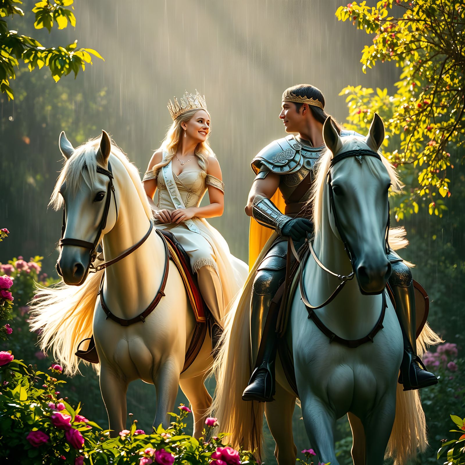 Regal Warrior Royalty Share a Loving Gaze in a Breathtaking ...