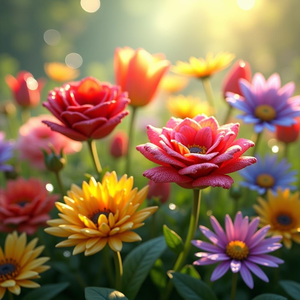 Lush Garden in Bloom: A Matte Painting Still Life