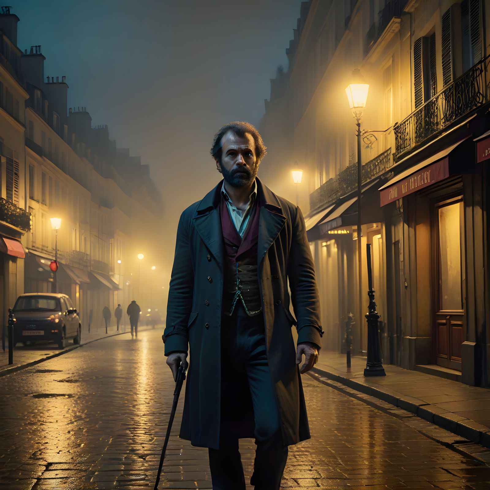 French Impressionist Masterpiece of Jean Valjean in Parisian...