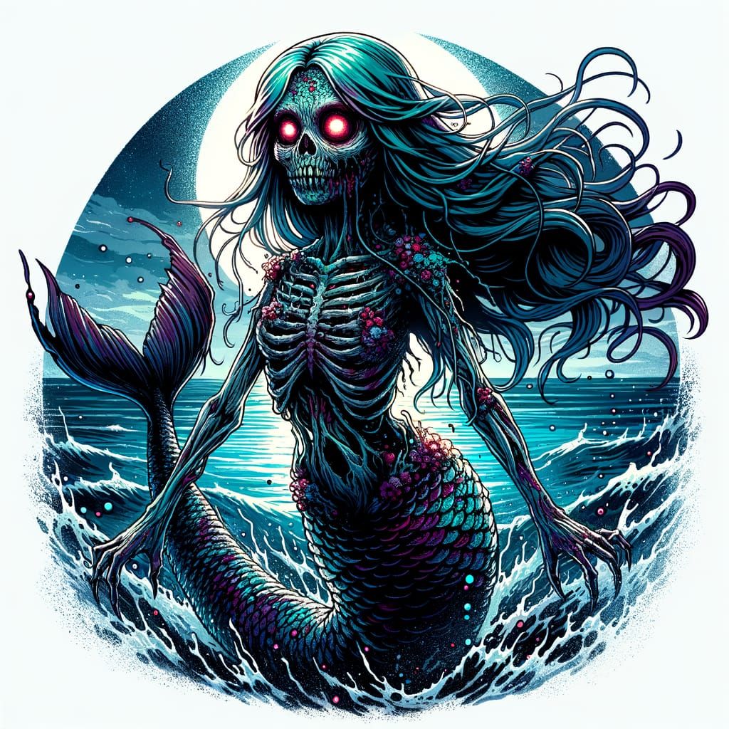 Undead Chibi Mermaid with Ominous Aura