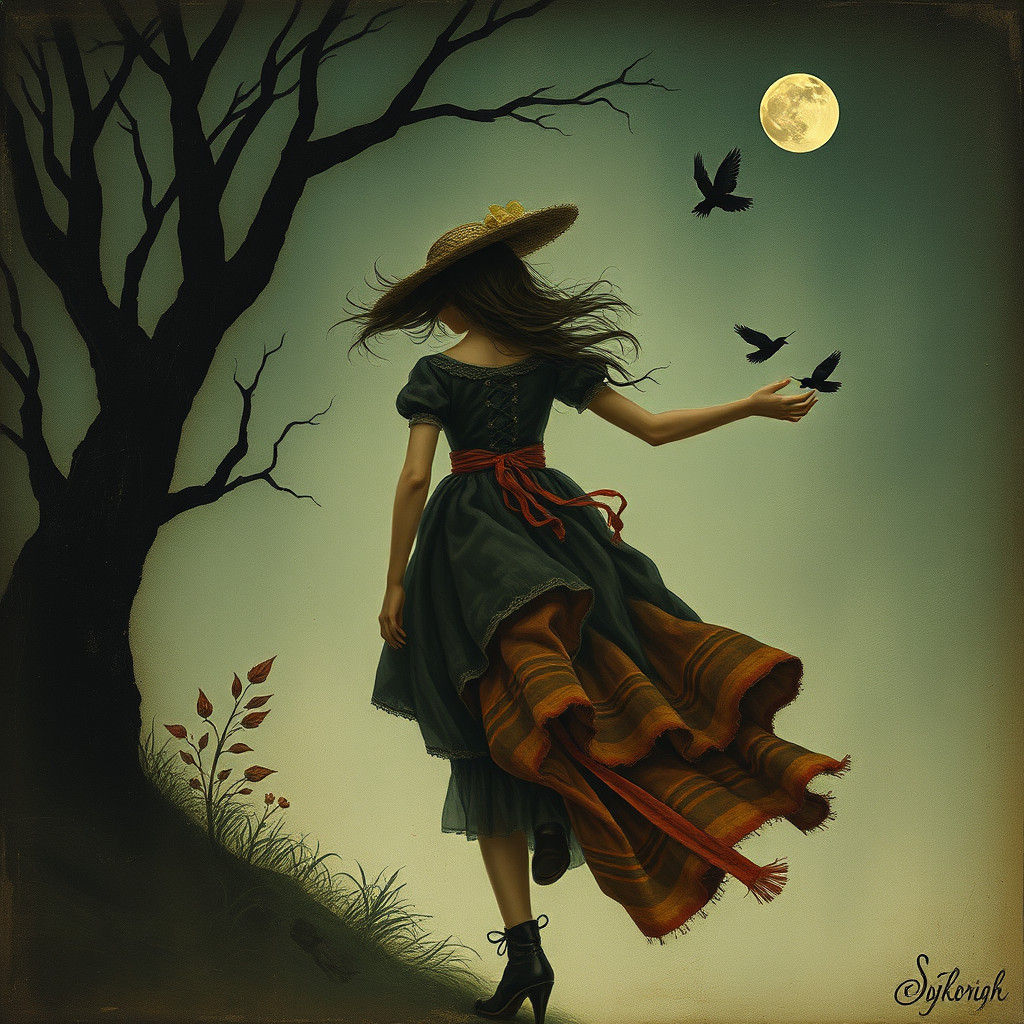 Ethereal Shadows: A Girl's Desperate Flight