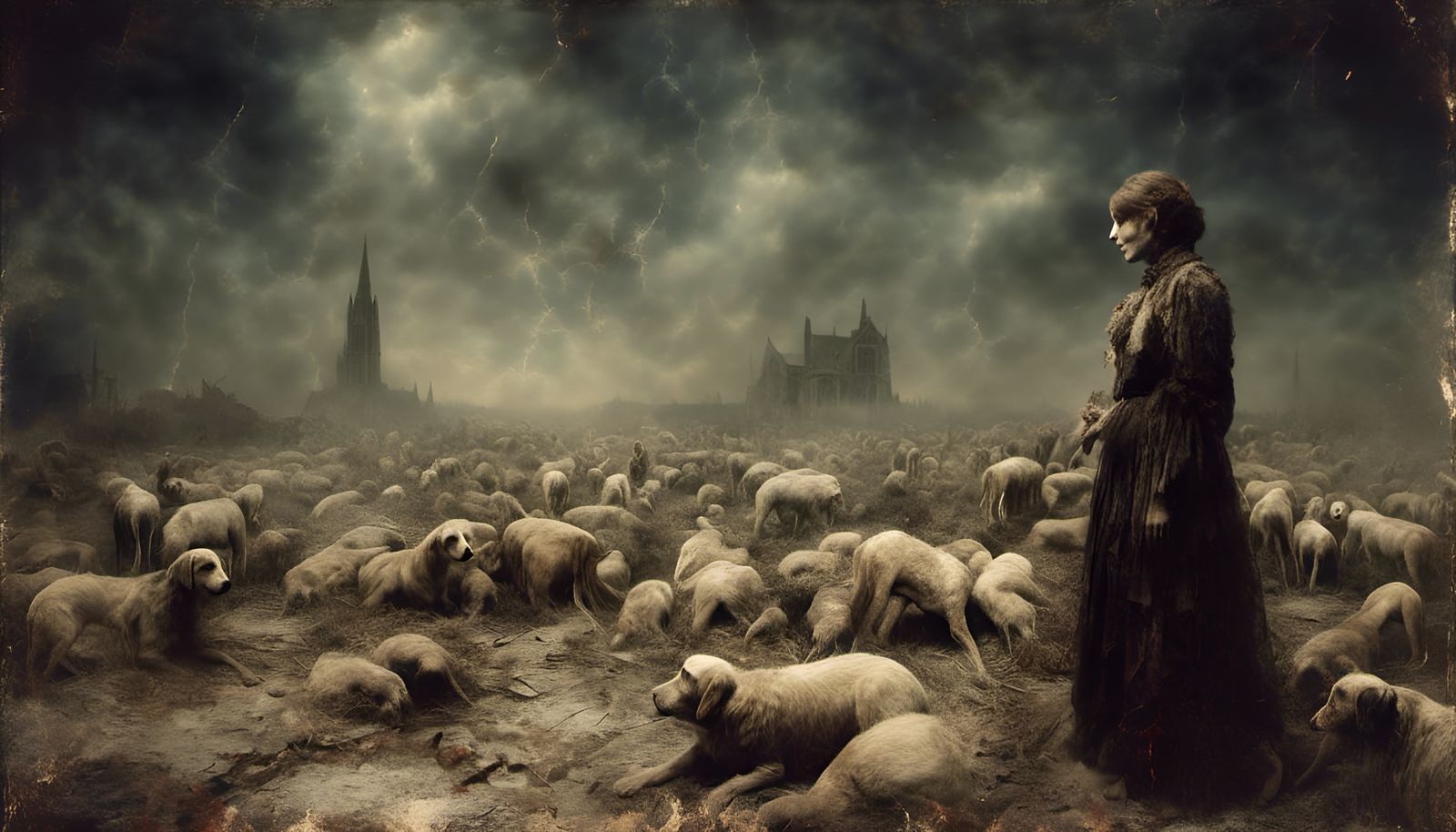 Macabre Anthropophagic Scene in Detailed Matte Painting Styl...