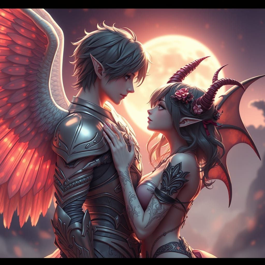 Angel and Succubus Embody Forbidden Love in Dreamy, Moonlit ...