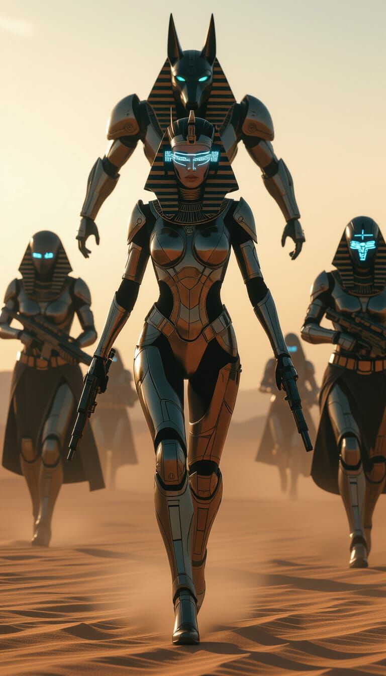 Paleofuturistic Egyptian Aviatrix in Haute Couture