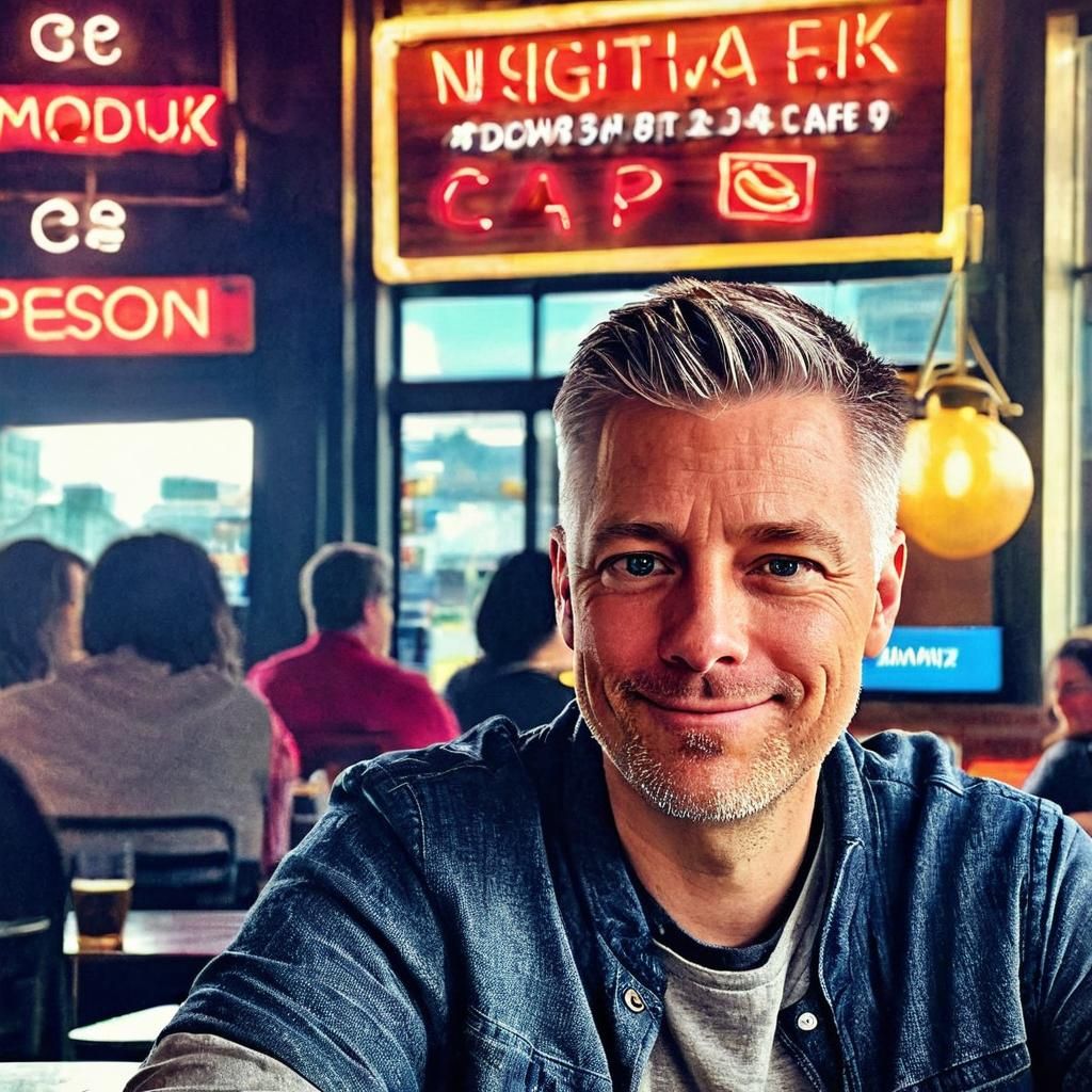 Cafe Scene in Art Nouveau Style, Warm Lighting