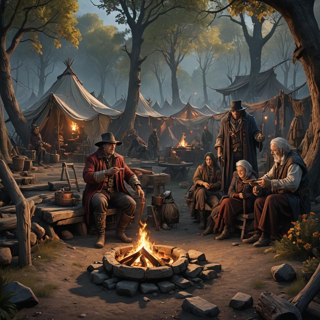 Van Helsing Arrives at Gypsy Camp: Matte Painting