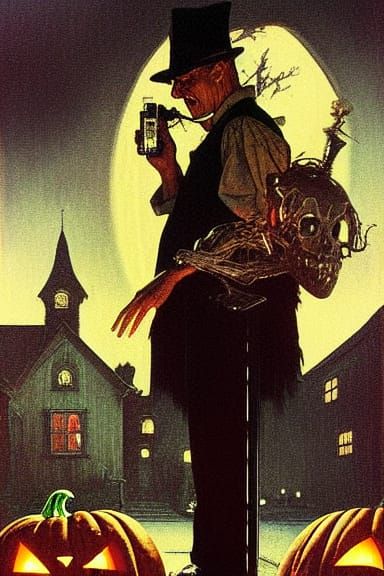 Spooky Halloween Jack in Rockwell Style