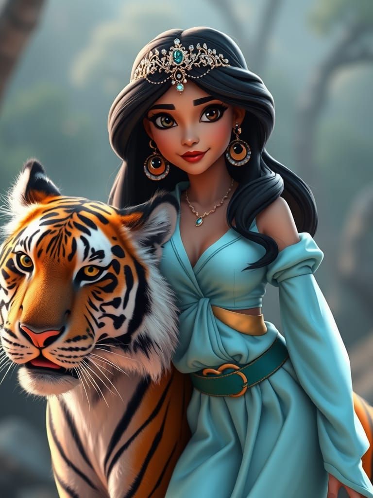 Jasmine and Tiger: A Disney Princess Portrait