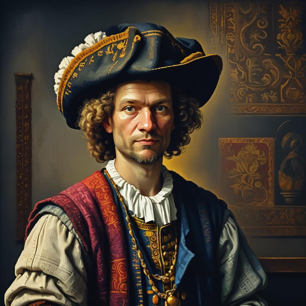 Pixel Art Portrait of a Regal Dutch Merchant