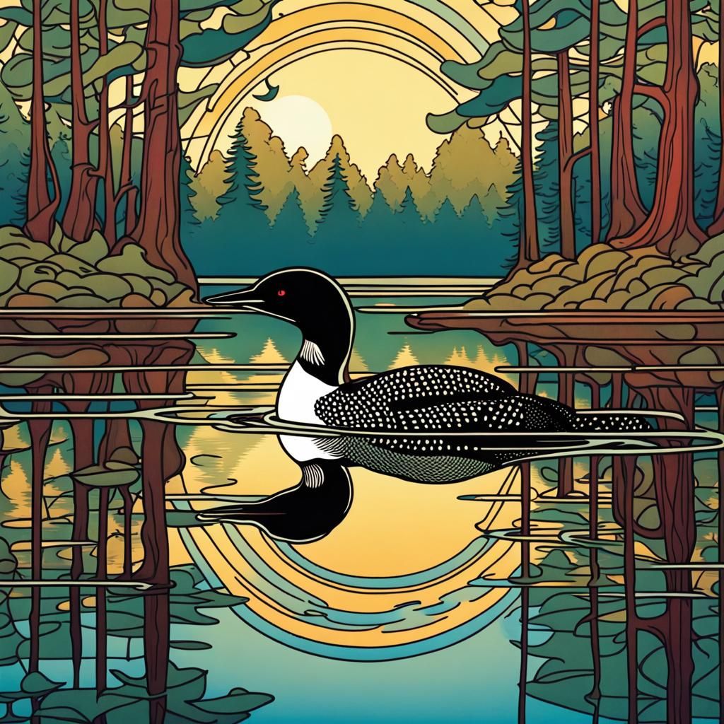 Loon on Lake: Triadic Colors, Dutch Angle