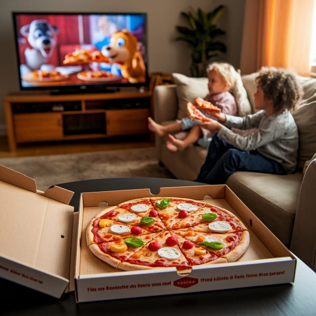 Joyful Pizza Night in Cozy Living Room