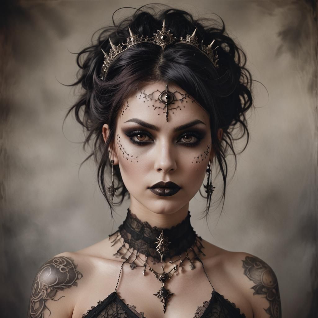 Ethereal Goth Goddess Portrait with Piercings