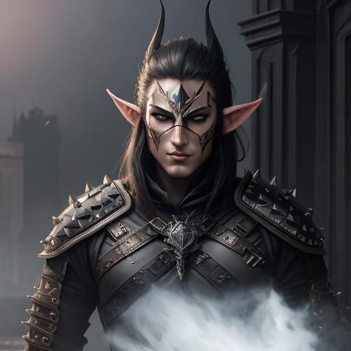 High Elf Assassin in Mask, Hyperdetailed Concept Art