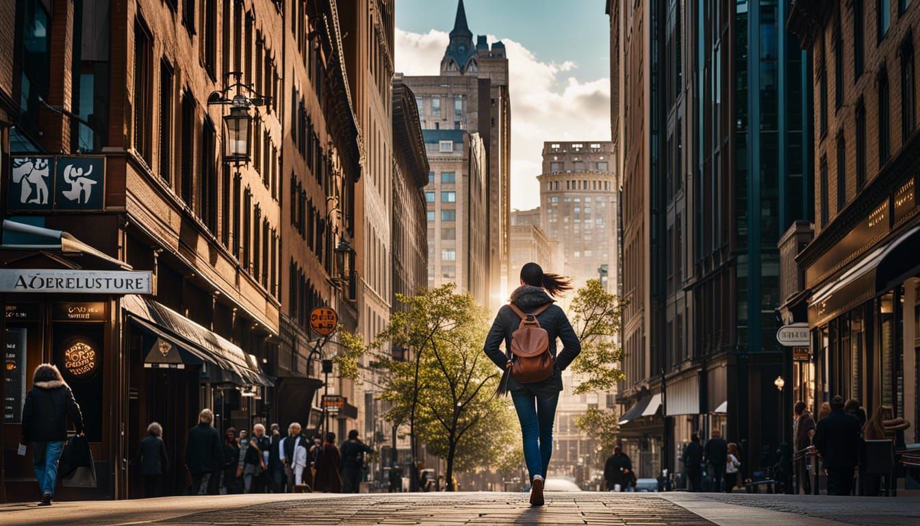 Person Walks Urban Sidewalk on Solo Journey
