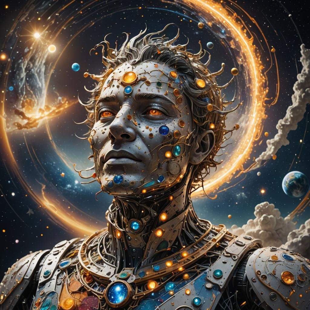 Celestial Being Orchestrates Lunar Orbit in Hyperrealistic S...