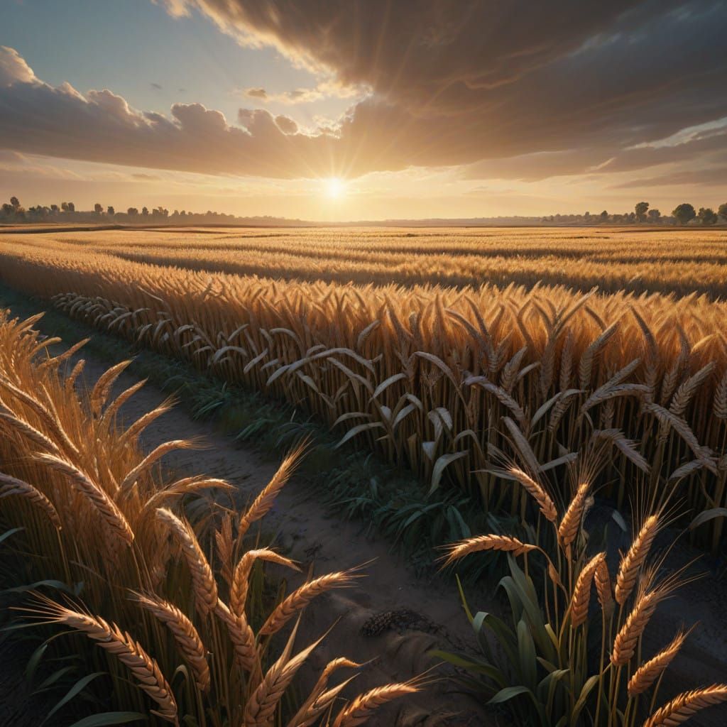 Golden Wheat Field in Serene Beauty