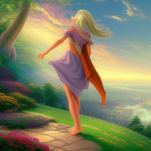 Fantasy Half-Elf Woman in Ethereal Style