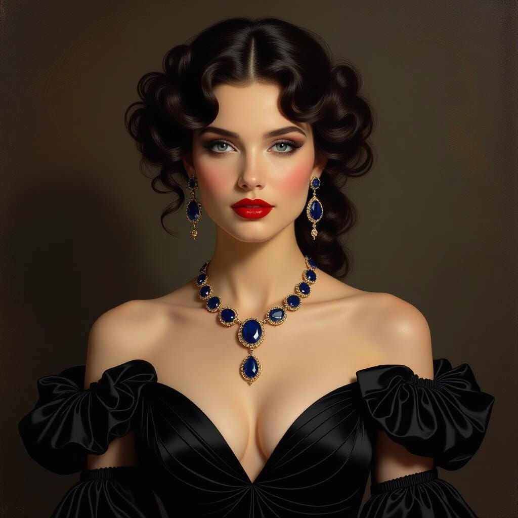 European Woman Portrait in Rembrandt Style