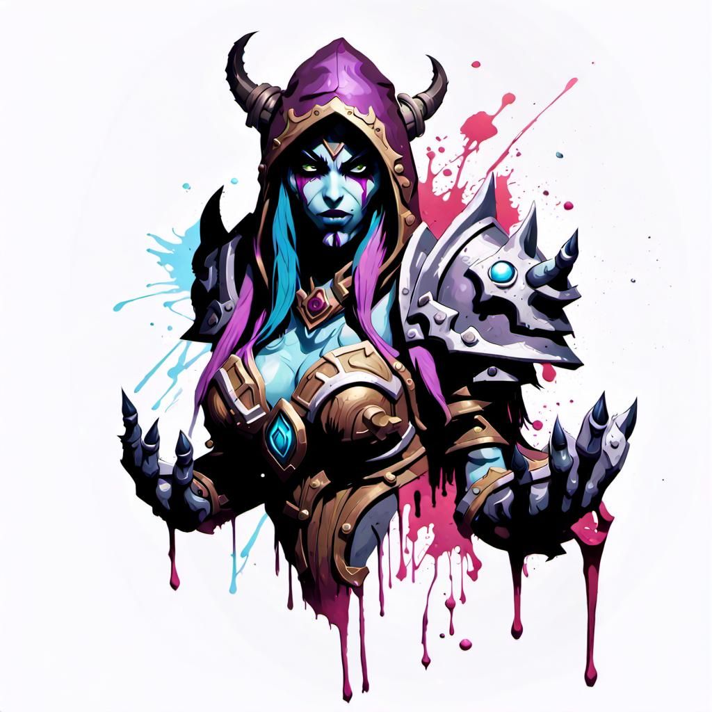 Sylvanas from World of Warcraft in Graffiti Art