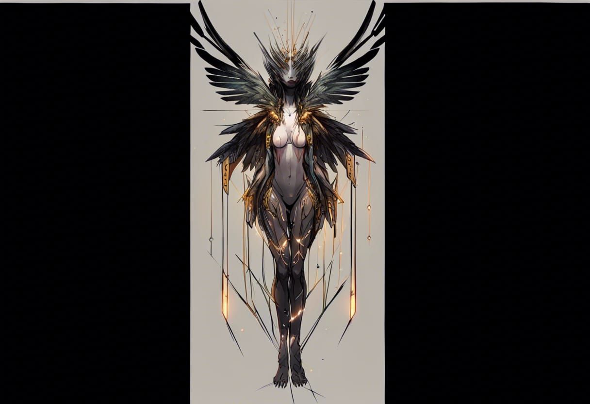 Cyberpunk Avian Humanoid with Diamond Skin and Wings