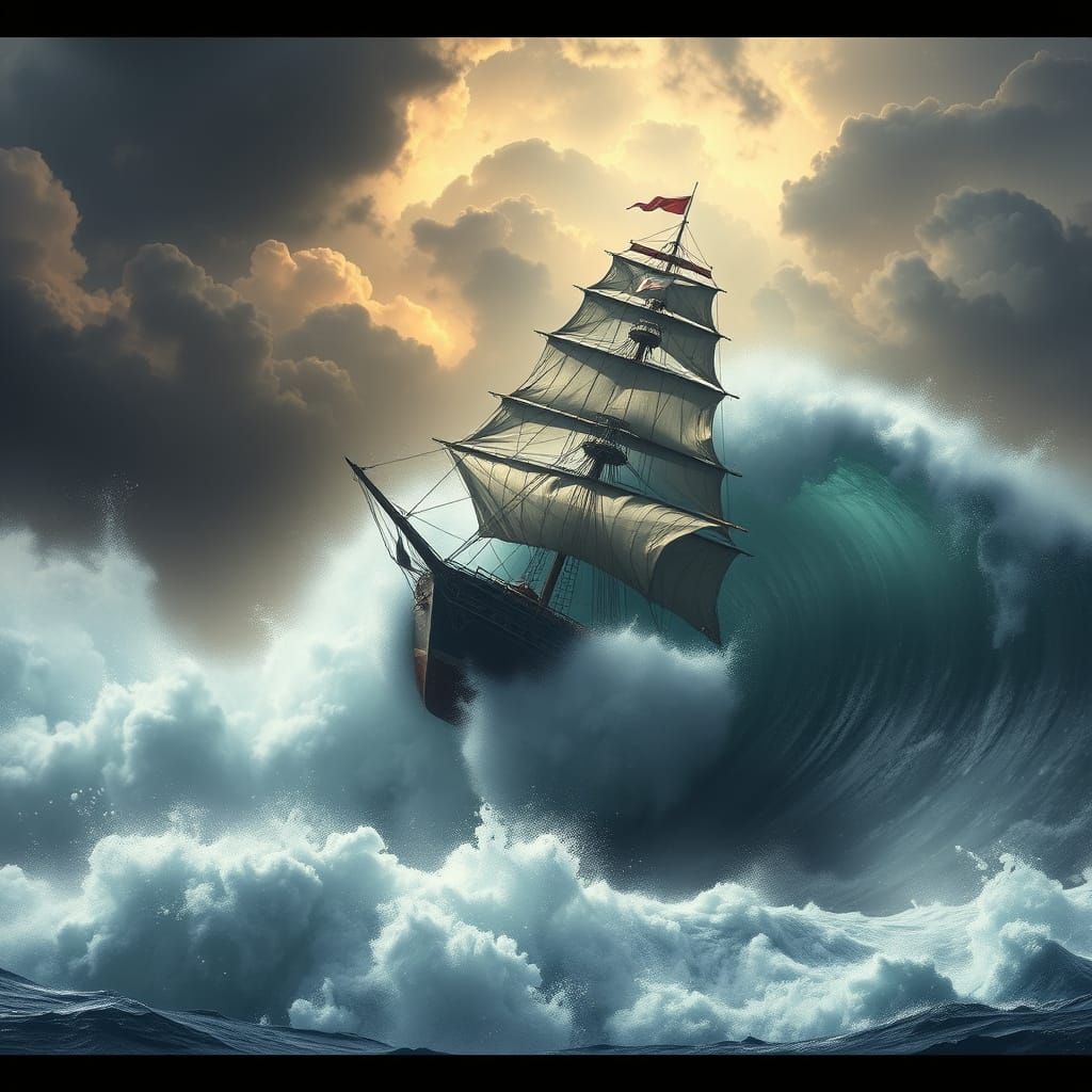 Stormy Seascape in a Cinematic, Atmospheric Style