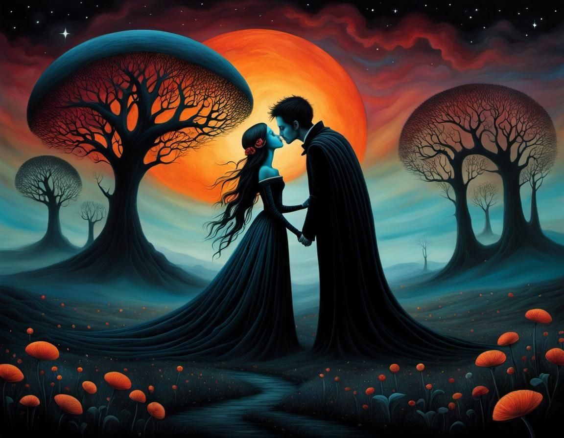 Loves Last Kiss in a Haunting Desolate Landscape