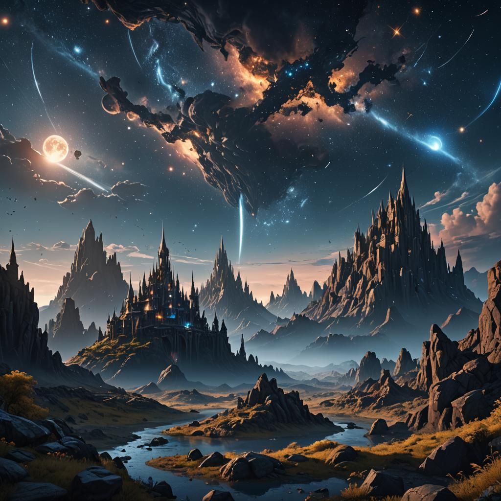 Dramatic Sky: Blue Fading into Starry Darkness