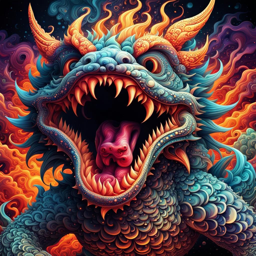 Fantastical Dragon in Detailed Digital Painting