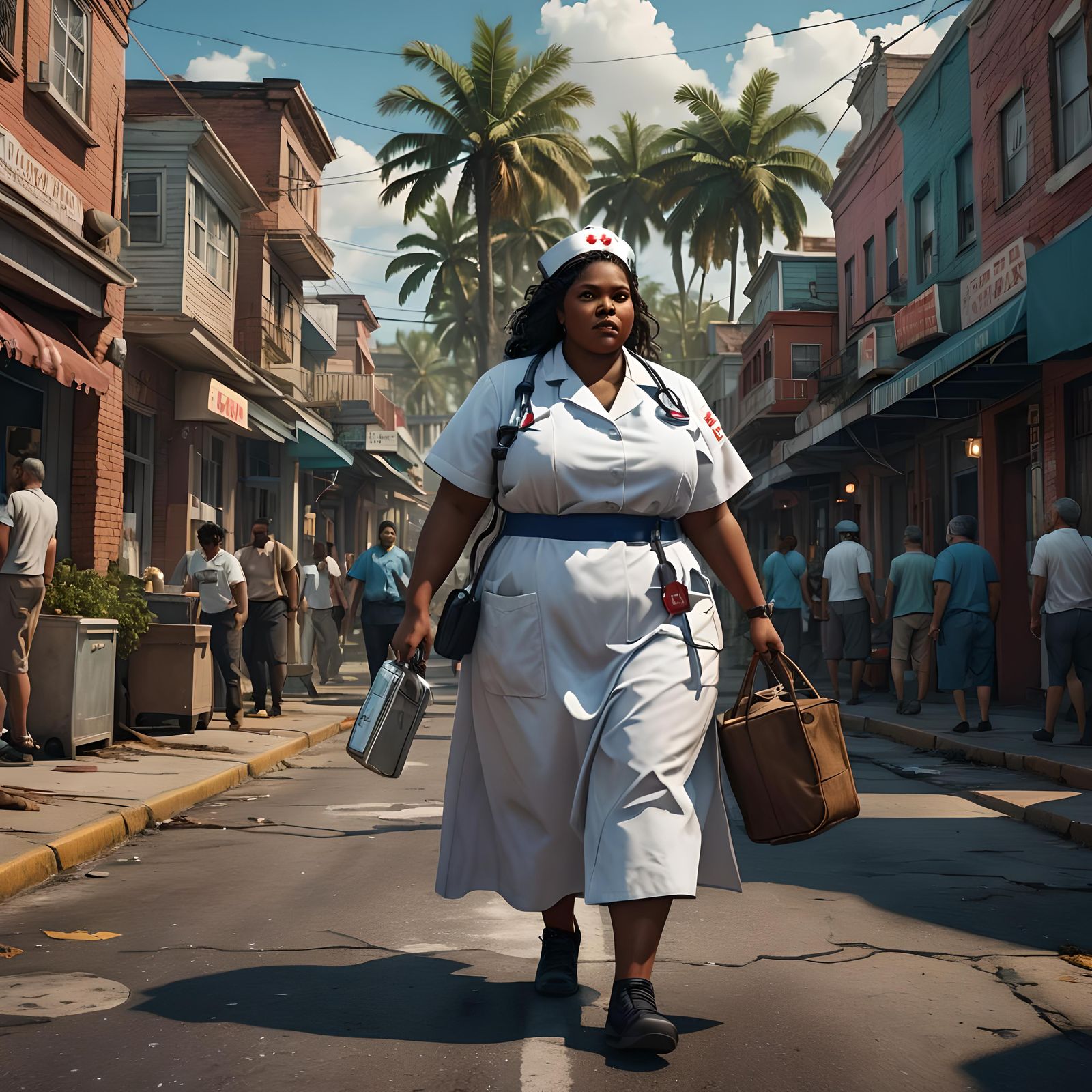 Florida Nurse in Detailed Matte Painting
