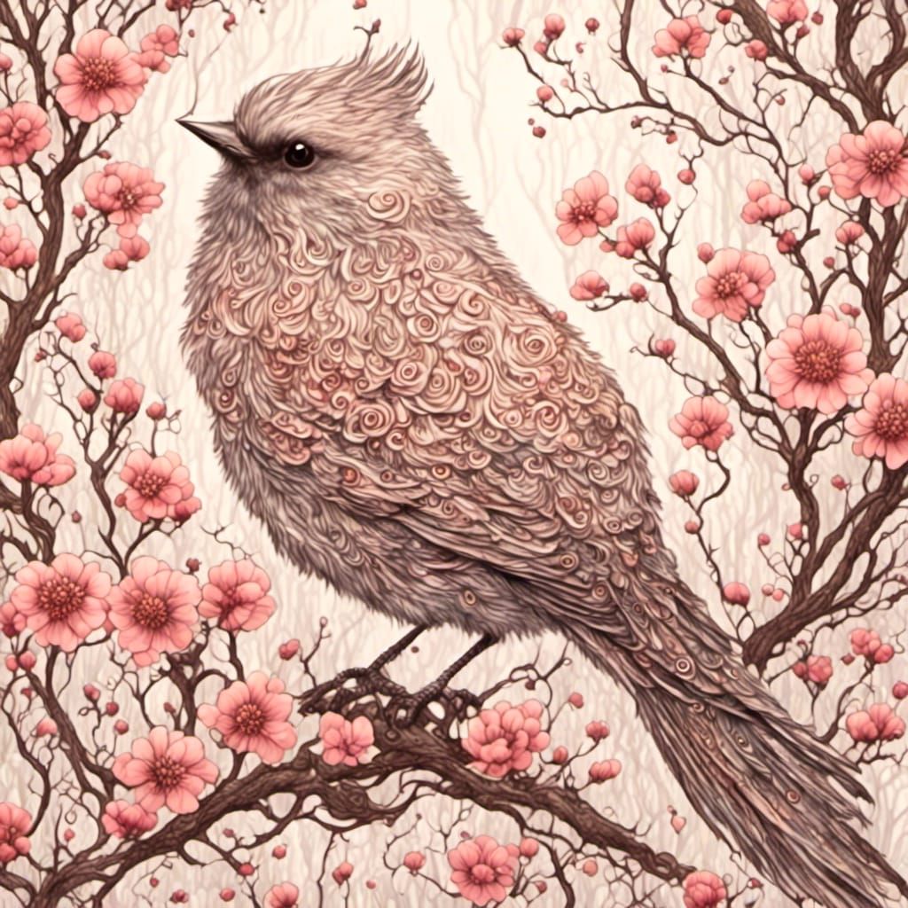 Dreamy Bird with Human Face in Watercolor Style