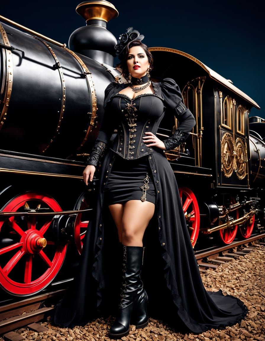 Steampunk Gothic Arabian Woman Portrait in Pop Art Style