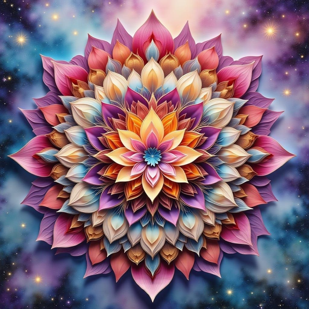 Ethereal Floating Mandala in Nebula Space