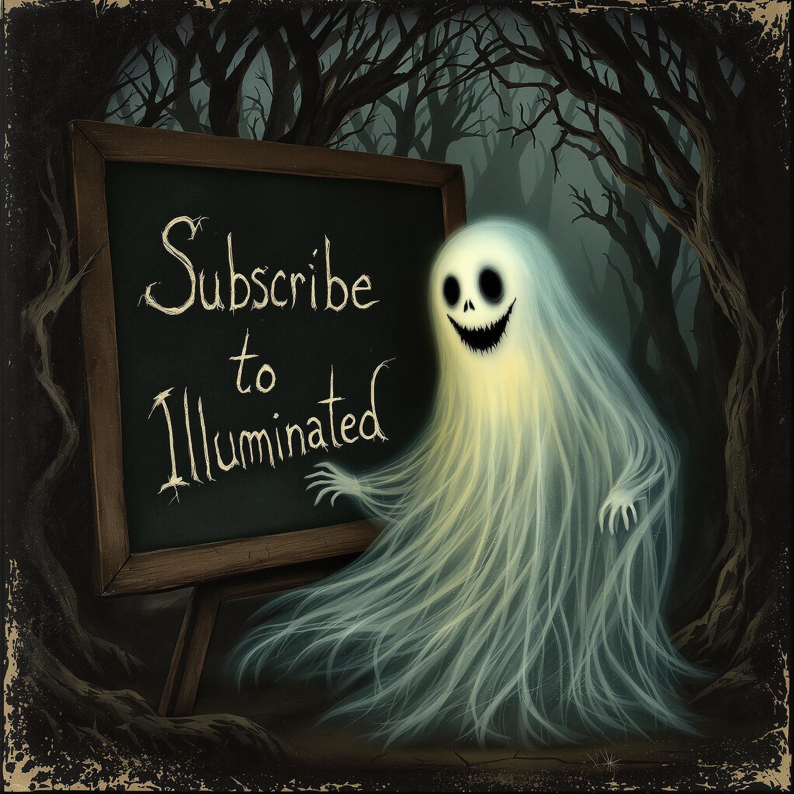 Ethereal Ghost Promotes Channel in Haunting Forest