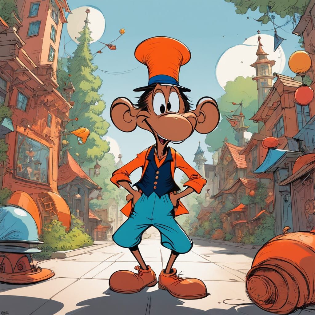 Classic Disney-Style Cartoon Character in Vibrant Whimsical...
