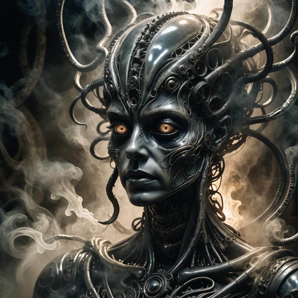 Eerie Close-up of Surreal Entity in Dark Room