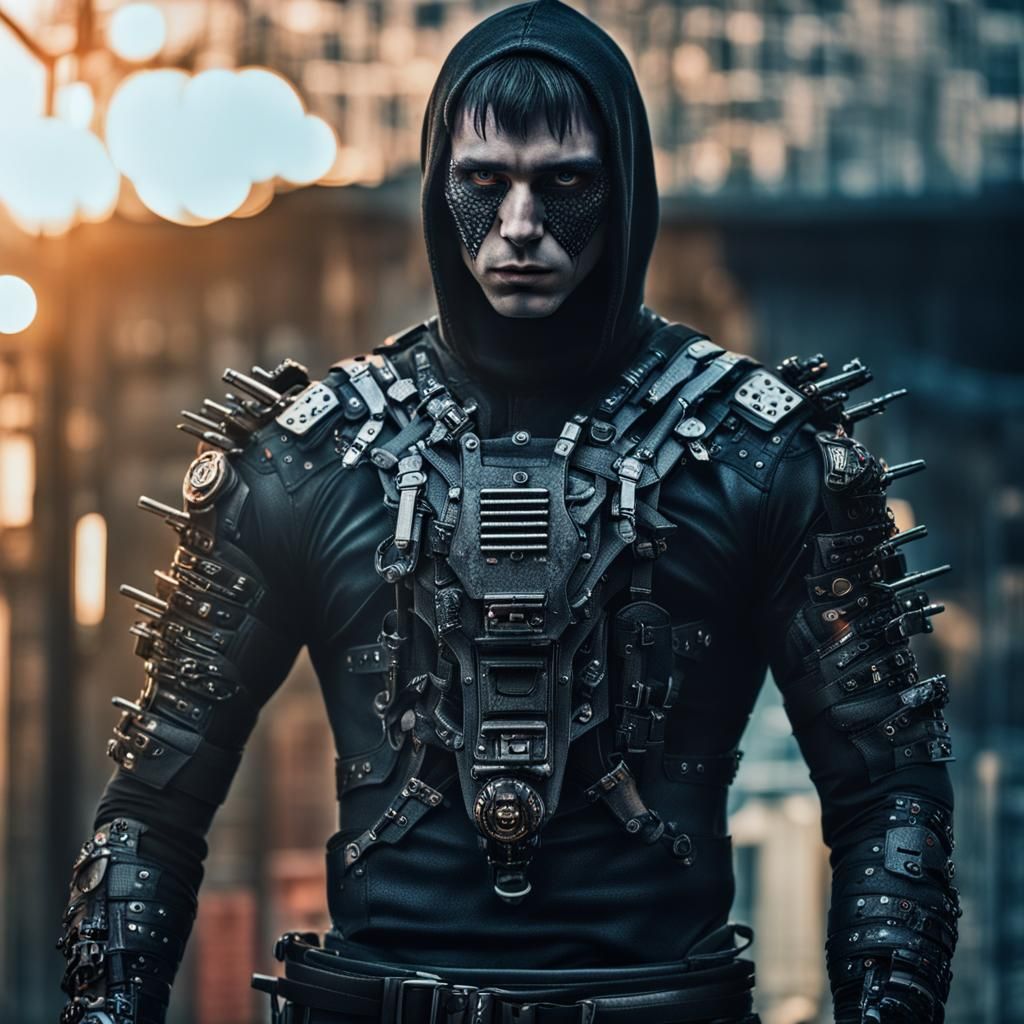 Cyberpunk Goth Cyberninja Full Body Photograph