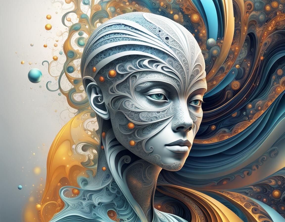 Abstract Humanoid with Fractal and Zentangle Elements