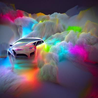 White Tesla Model X in Volumetric Lighting