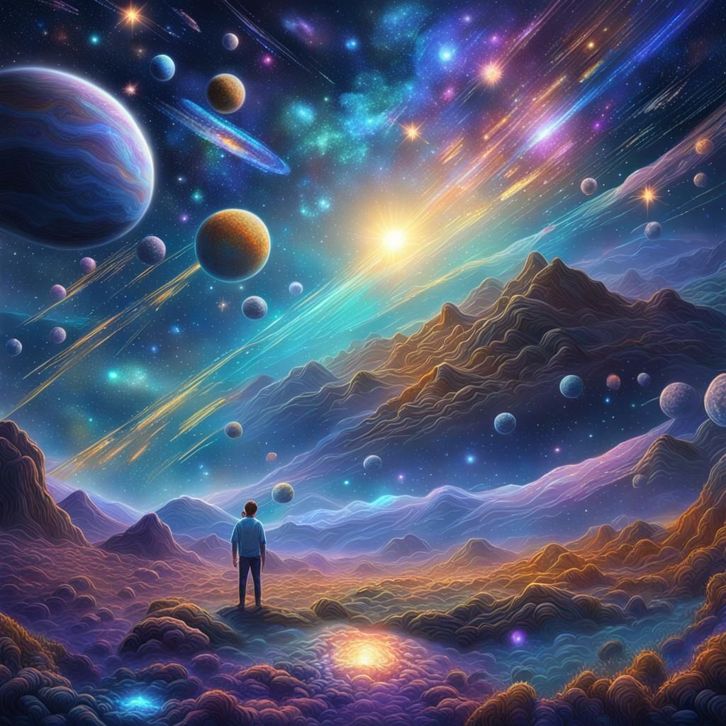 Astral Meteors and Asteroid Swarm in Holographic Illustratio...