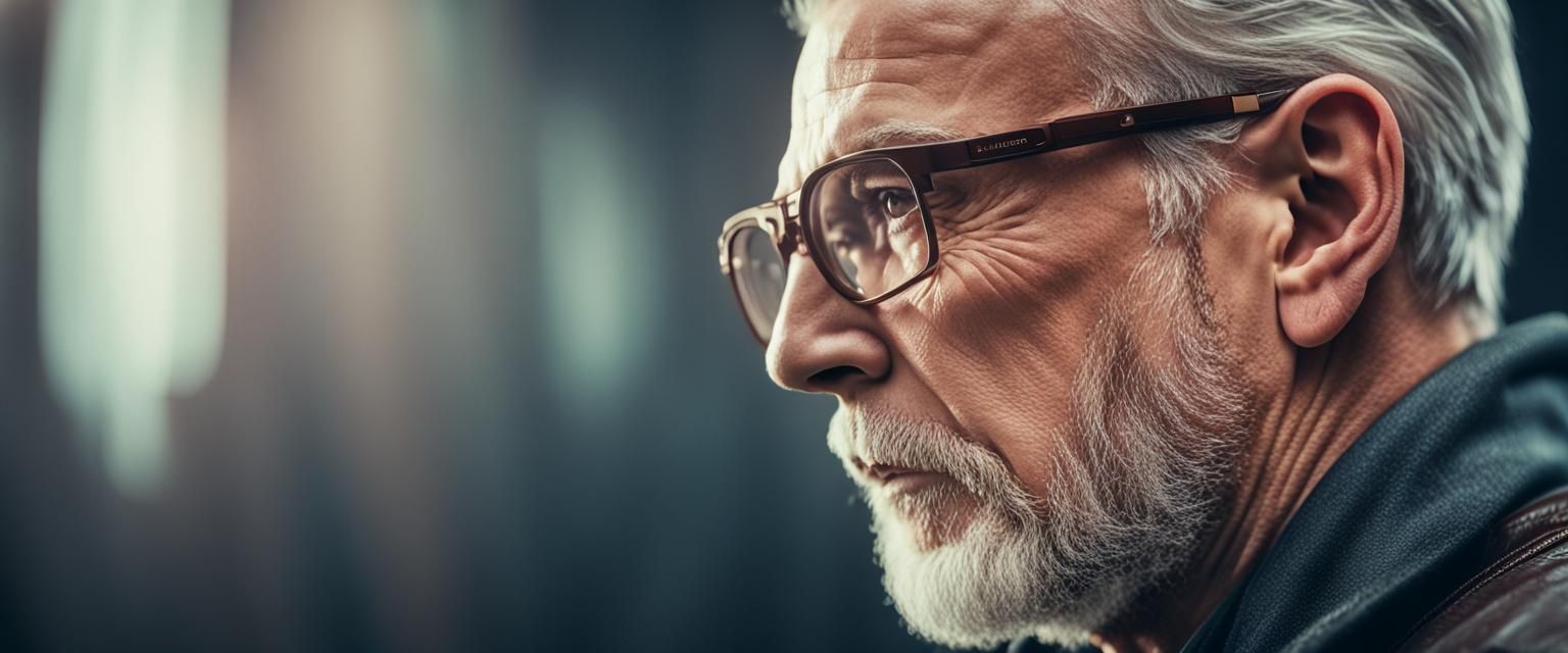 Dramatic Portrait of Reflective Old Man, Cinematic Style