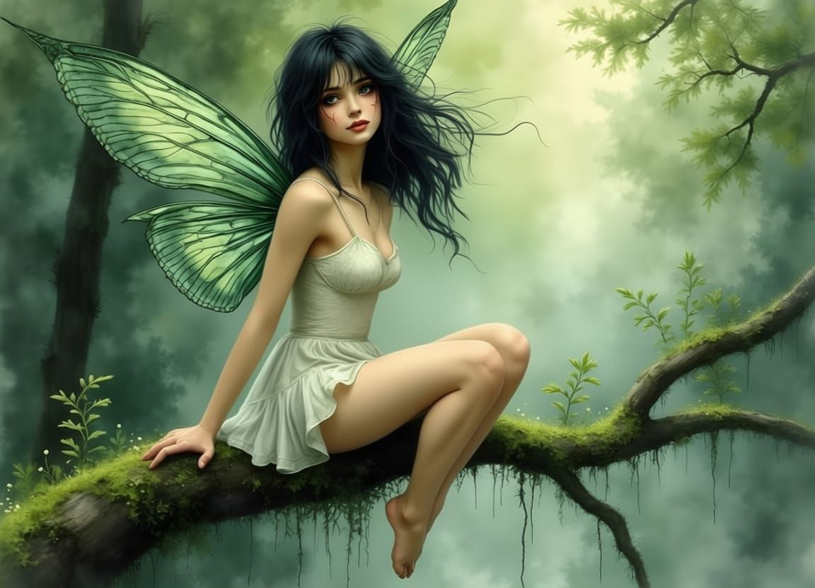 Mystical Moss Faerie Emerges from Nature