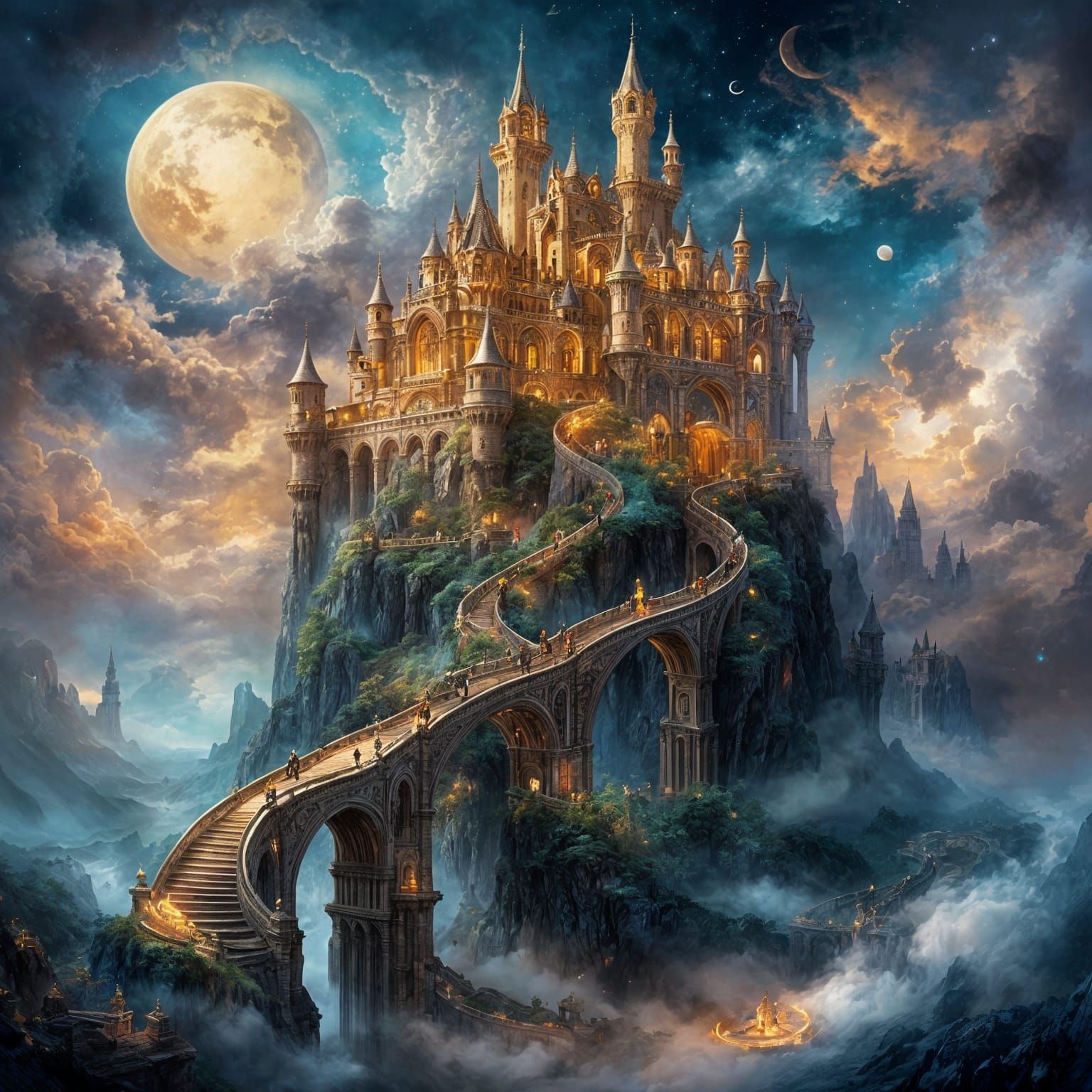 Majestic Castle in the Clouds: Alcohol Ink Art