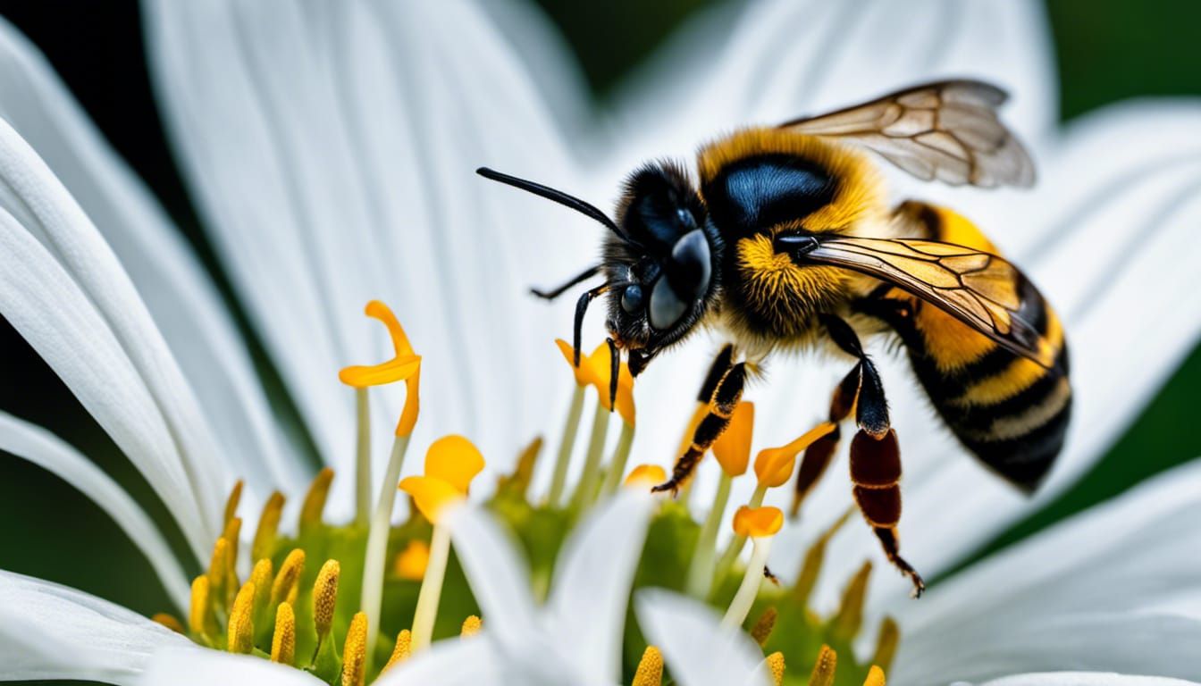 Intricate Bee Gathering Honey Among Turquoise Petals