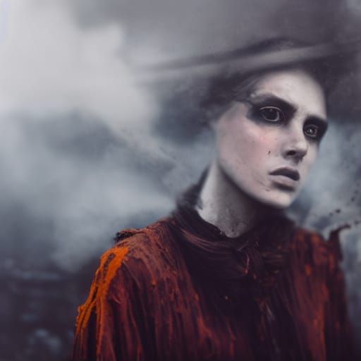 Ethereal Woman Amidst Fog and Smoke, Surrealist Portrait in ...