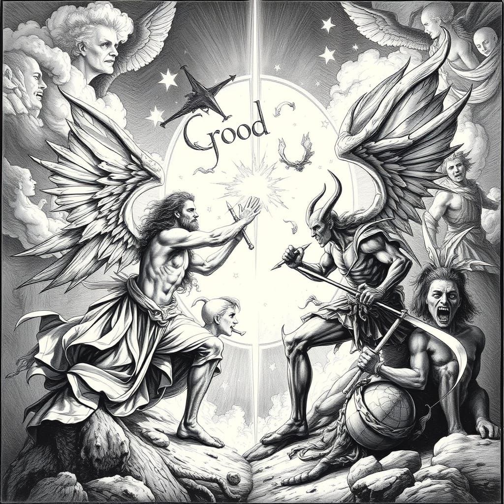 Good Versus Evil in Gustave Doré Style