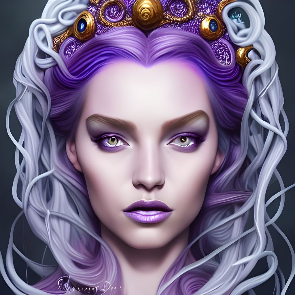 Young Sea Witch Portrait with Crystal Skin